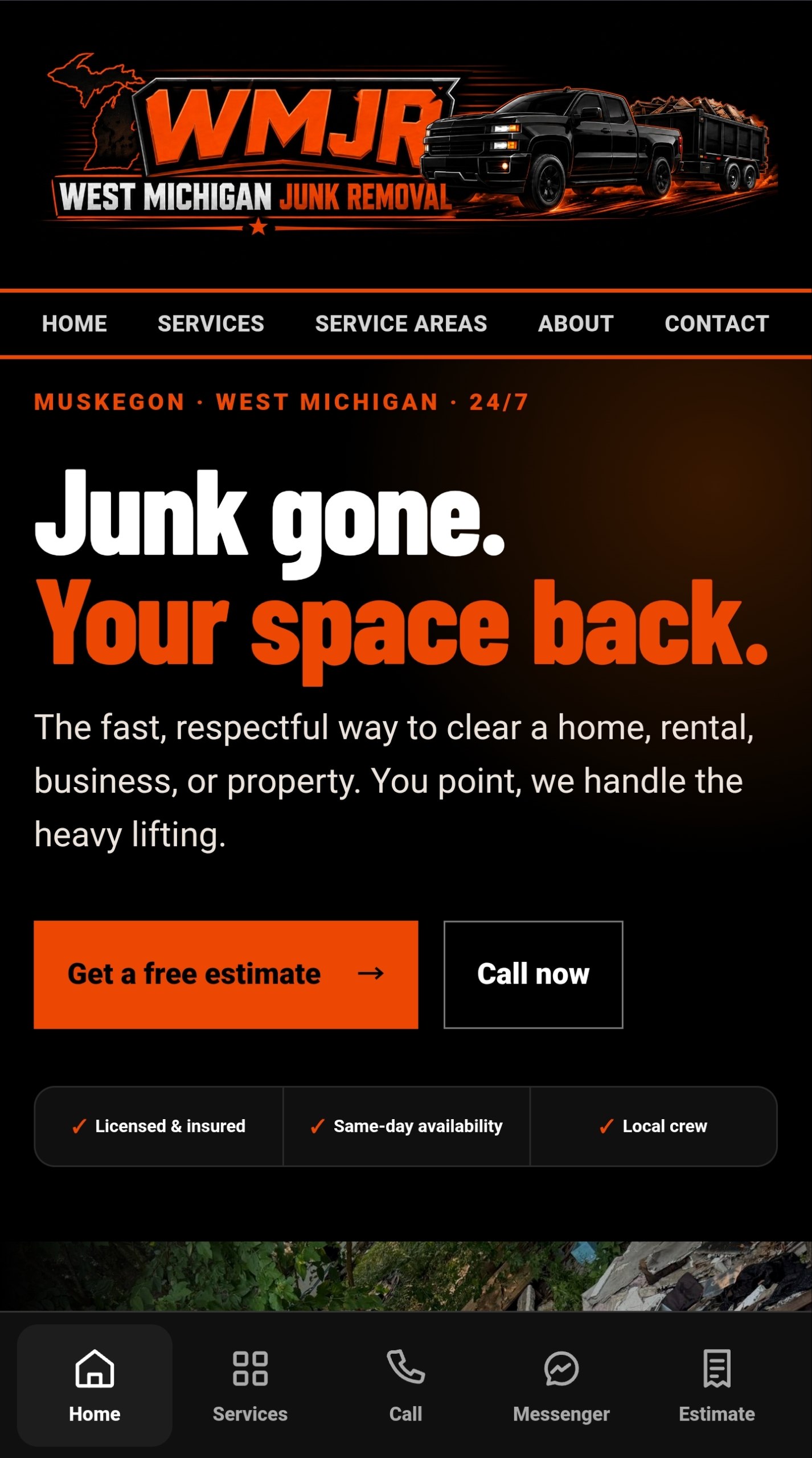 WestMichiganJunk.com website example